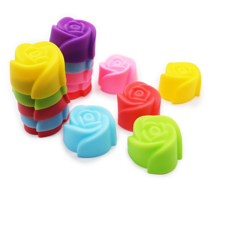 N2 Meiyouju 20 Pcs Reusable and Not Sticky Mini Flower Silicone Baking Cups,Mini Cupcake Liners,Muffin Chocolate Holders Truffle Cups, Easy Clean,Multicolor - Image 1